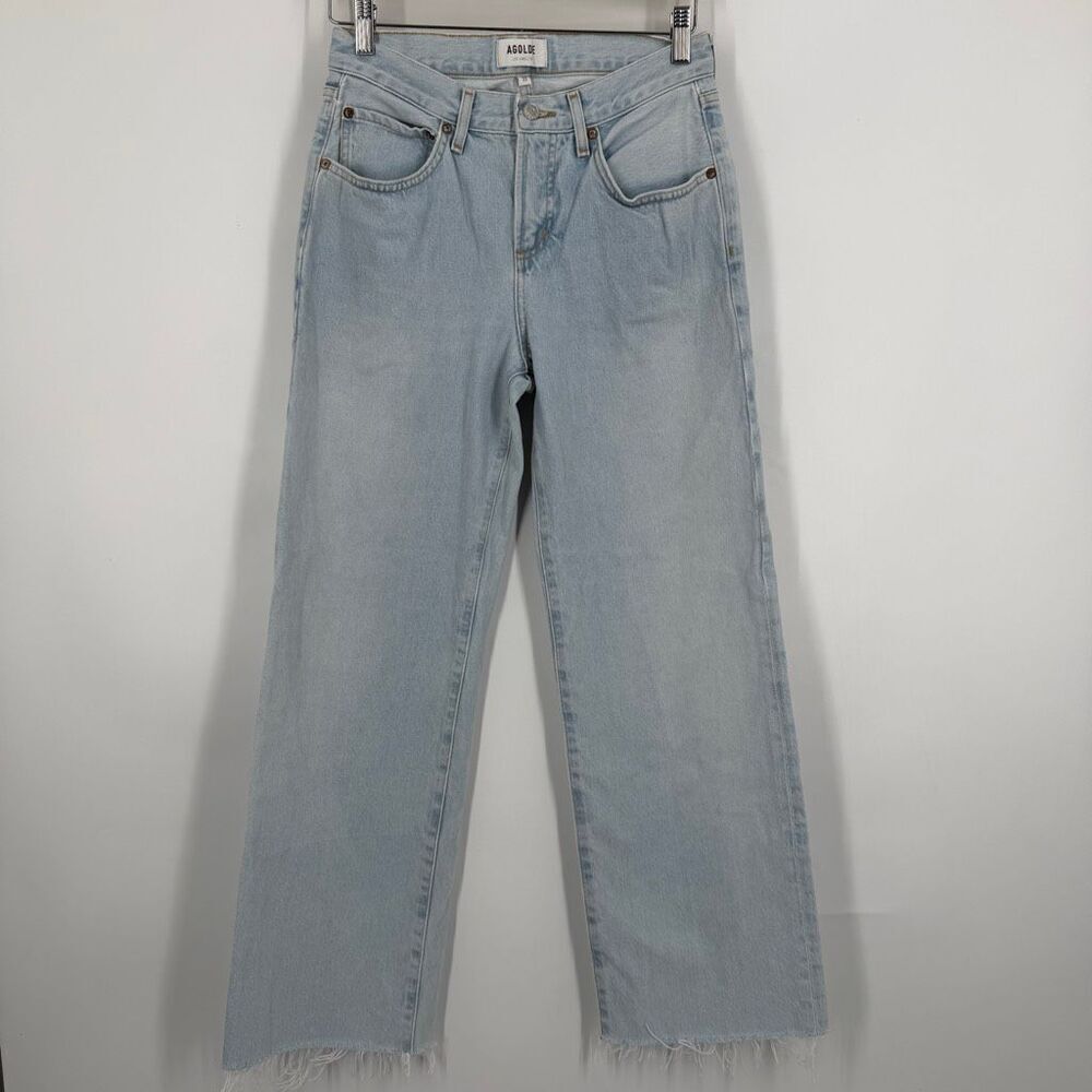 Agolde Ceremony Fusion Organic Cotton Denim Raw Hem Baggy Straight Jeans Size 23